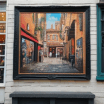 An artistic street mural that stands out for its bold colors and creative themes.