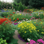 A picturesque scene of botanical beauty, with vibrant garden flowers creating a lush and colorful landscape.
