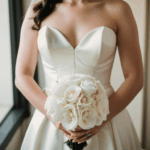 A photo of bridal elegance with a bride and her bouquet.