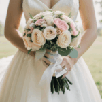 Elegant bride with a bouquet, embodying wedding day charm.