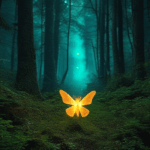 An enchanted moonlit forest, alive with the glow of fireflies.