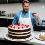 A vibrant and colorful cake with intricate decorations.