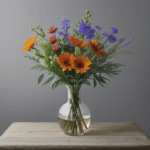 Charming bouquet of wildflowers in a vase, enhancing home decor with a touch of nature.