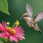 The delicate moment of a hummingbird drinking nectar from a blooming flower.