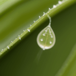 An artistic capture of a dewdrop on a leaf, emphasizing the beauty and elegance of nature's small wonders.