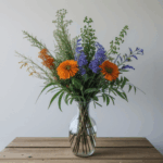 Fresh wildflowers artistically arranged in a vase, perfect for eco-friendly home styling.