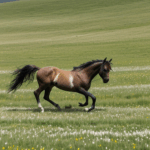 A wild horse in the meadow, capturing the essence of equine wildlife.