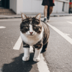 A feline explorer embraces its wanderlust, venturing through the intricate cityscape.
