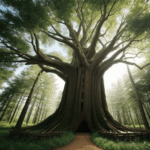 Unveiling the secrets of an enchanted forest with a giant tree as its guardian.