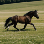 A horse embodying free spirit, running through the open fields of the meadow.