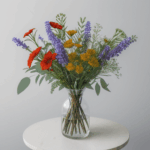 A vase of fresh wildflowers adding vibrant elegance to home interiors, perfect for decor inspiration.