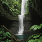 A hidden waterfall deep within the jungle, offering a peaceful and secluded retreat for nature lovers.