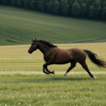 A horse galloping freely in the wild, showcasing its majestic power and grace.