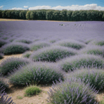 Fragrant lavender blooms under a vast blue sky create a picturesque scene.