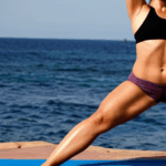 Meditation and yoga practice near the ocean's soothing waves.