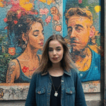 The mural painting process captured in stages, showcasing the artist's technique and vision.