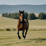 A horse displaying natural beauty while galloping through an expansive meadow.