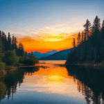 Nature's morning beauty over a tranquil mountain lake.