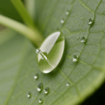 A pristine dewdrop sitting on a leaf, illustrating the captivating allure of nature's tiny jewels.