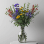 Elegant wildflower bouquet in a vase, offering natural beauty and charm to any interior space.