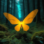 An enchanted forest at night, alive with the glow of dancing fireflies.