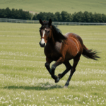A beautiful horse running through the meadow, showcasing its natural elegance.