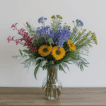A stunning display of fresh wildflowers in a vase, capturing the essence of nature's beauty.
