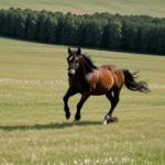 A serene horse running through a meadow, capturing the tranquility of the natural world.