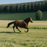 An untamed horse sprinting through the meadow, embodying the spirit of wild horses.
