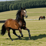 A wild horse enjoying the vastness of nature, with a backdrop of rolling hills and open sky.
