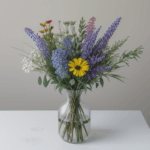 Beautiful wildflower bouquet in a vase, adding a touch of natural elegance to home decor.