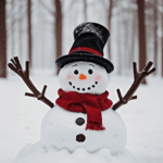 A beautifully crafted snowman adorned with a red scarf, embodying the essence of winter fun.