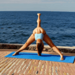 Stretching and yoga practice in the invigorating ocean air.